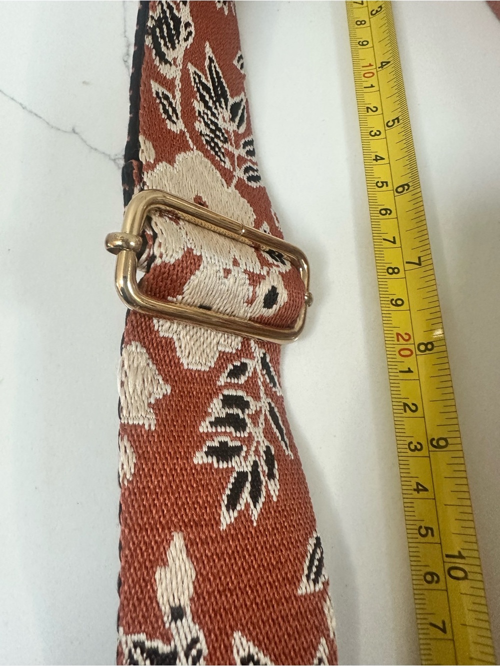Kedzie Floral Jacquard Adjustable Purse Guitar bag Strap in Rust - Picture 5 of 6